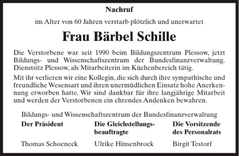 Traueranzeigen Von Frau B Rbel Schille Trauer Anzeigen De