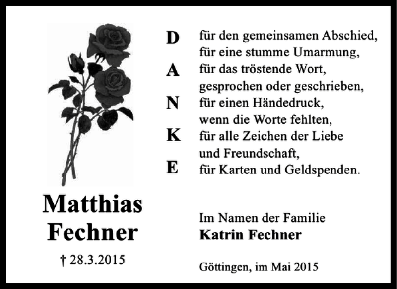 Traueranzeigen Von Matthias Fechner Trauer Anzeigen De