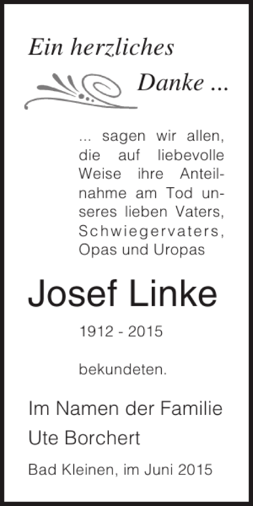 Traueranzeigen Von Josef Linke Trauer Anzeigen De