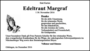 Traueranzeigen Von Edeltraut Margraf Trauer Anzeigen De