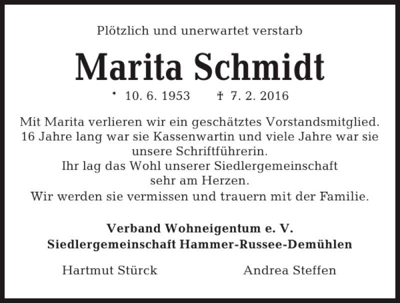 Traueranzeigen Von Marita Schmidt Trauer Anzeigen De