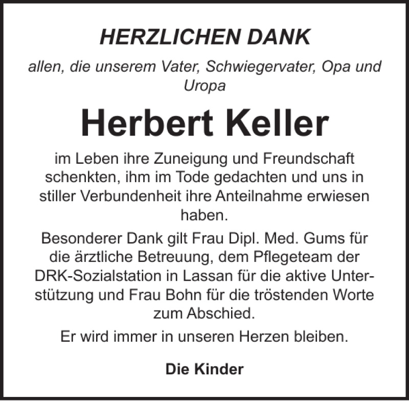 Traueranzeigen Von Herbert Keller Trauer Anzeigen De