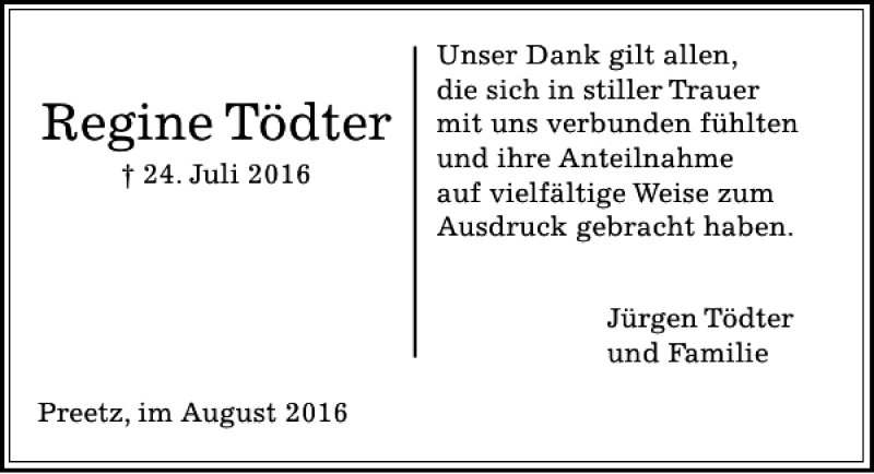 Traueranzeigen Von Regine T Dter Trauer Anzeigen De