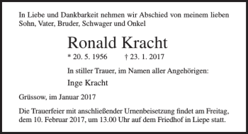 Traueranzeigen Von Ronald Kracht Trauer Anzeigen De