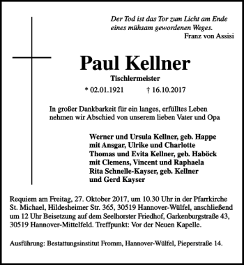 Traueranzeigen Von Paul Kellner Trauer Anzeigen De