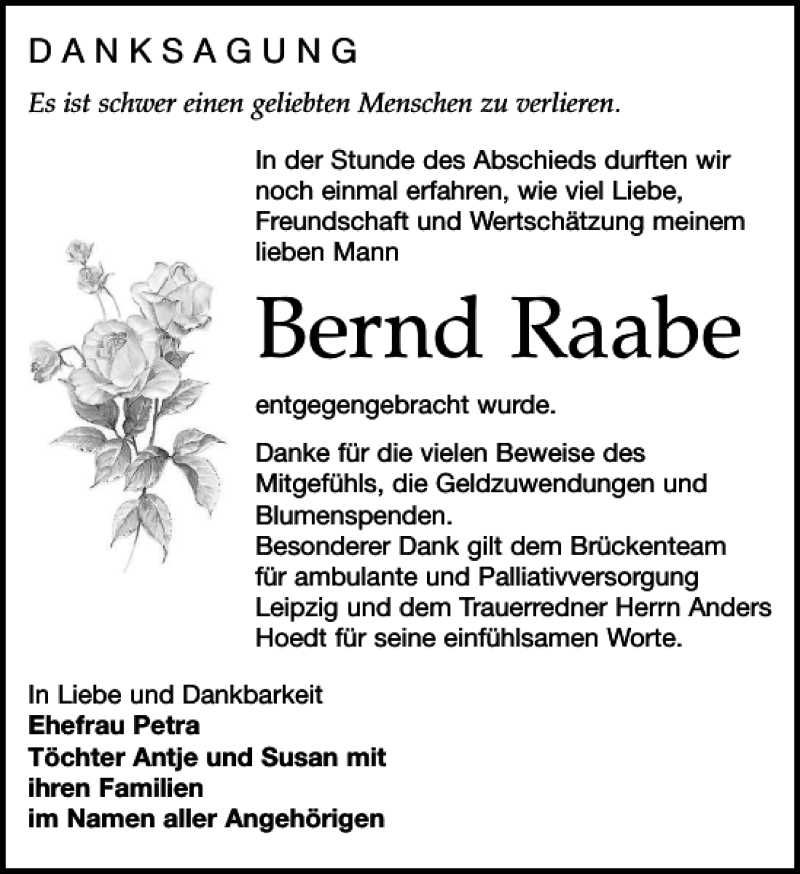 Traueranzeigen Von Bernd Raabe Trauer Anzeigen De