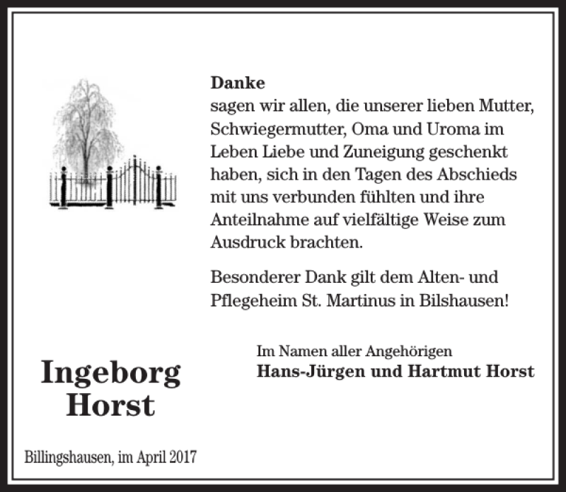 Traueranzeigen Von Ingeborg Horst Trauer Anzeigen De