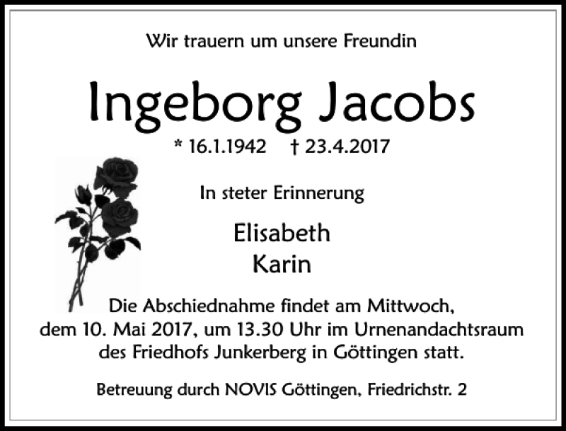 Traueranzeigen Von Jacobs Trauer Anzeigen De