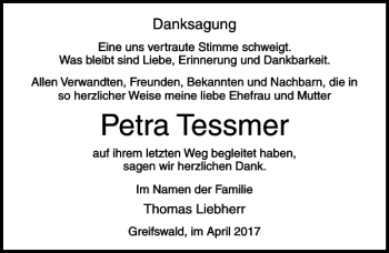 Traueranzeigen Von Petra Tessmer Trauer Anzeigen De