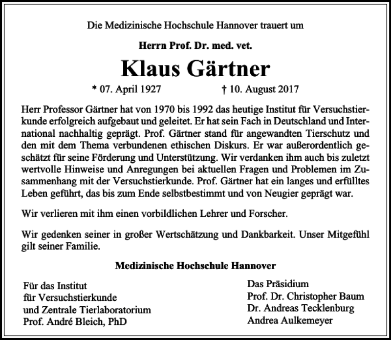 Traueranzeigen von Klaus Gärtner trauer anzeigen de