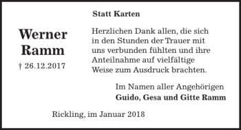 Traueranzeigen Von Werner Ramm Trauer Anzeigen De