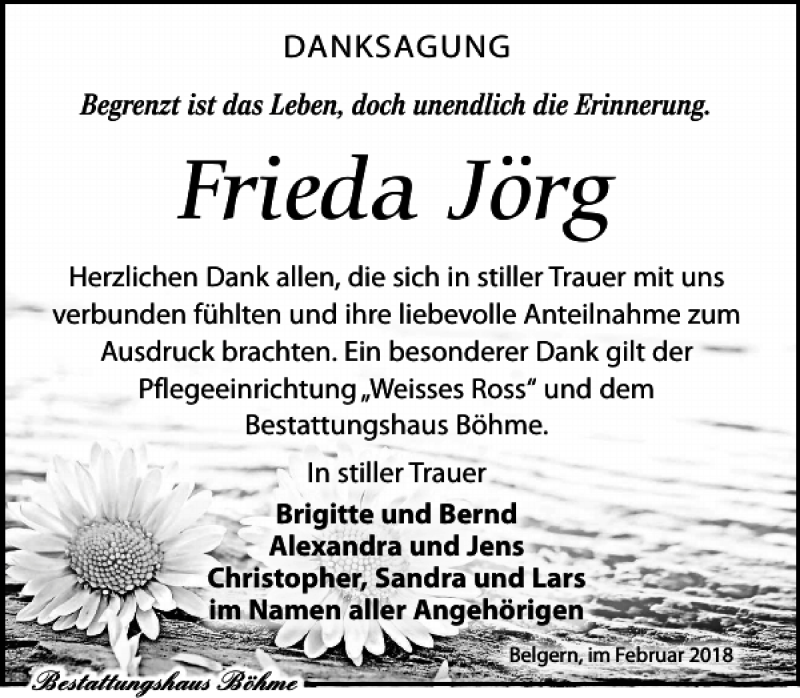 Traueranzeigen Von Frieda J Rg Trauer Anzeigen De