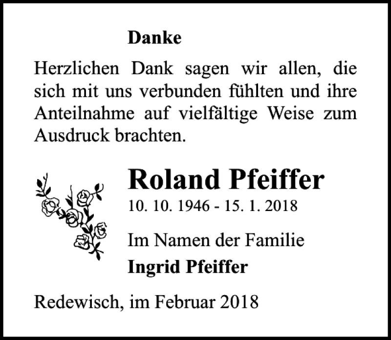 Traueranzeigen Von Roland Pfeiffer Trauer Anzeigen De