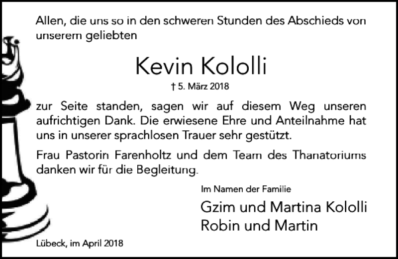 Traueranzeigen Von Kevin Kololli Trauer Anzeigen De