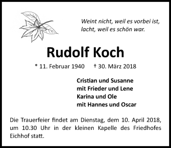 Traueranzeigen Von Rudolf Koch Trauer Anzeigen De