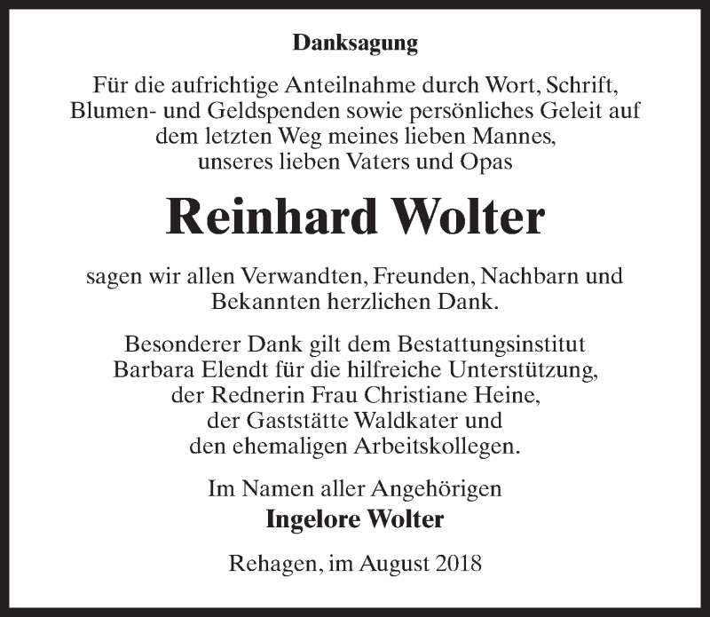 Traueranzeigen Von Reinhard Wolter Trauer Anzeigen De