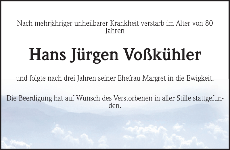 Traueranzeigen Von Hans J Rgen Vo K Hler Trauer Anzeigen De