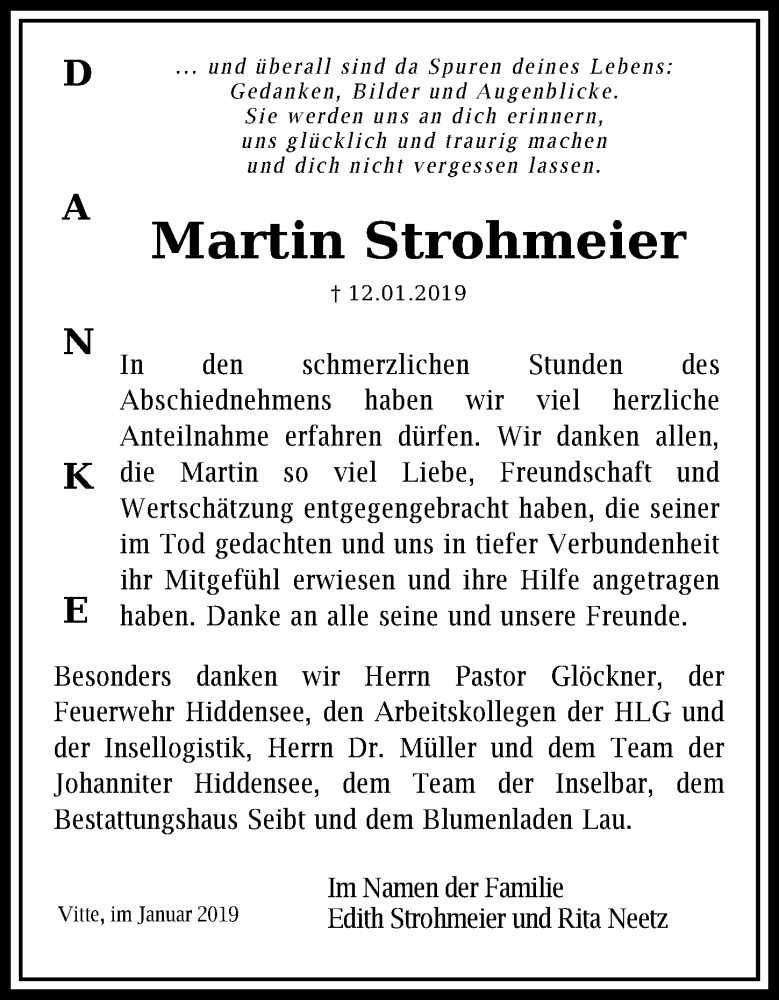 Traueranzeigen Von Martin Strohmeier Trauer Anzeigen De