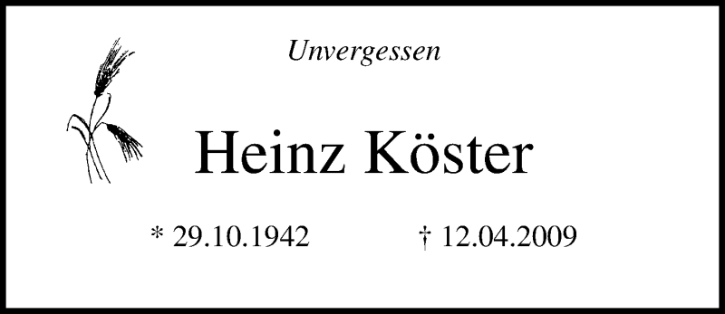 Traueranzeigen Von Heinz K Ster Trauer Anzeigen De