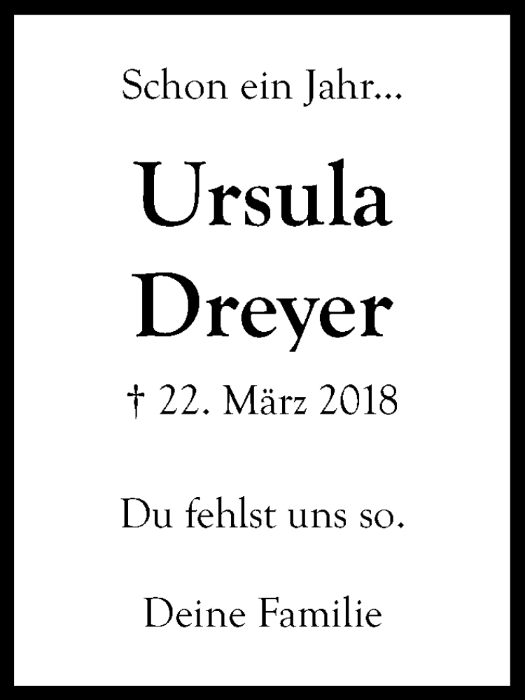 Traueranzeigen Von Ursula Dreyer Trauer Anzeigen De