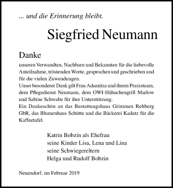 Traueranzeigen Von Siegfried Neumann Trauer Anzeigen De