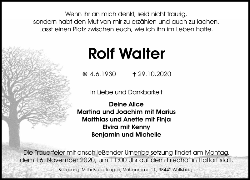 Traueranzeigen Von Rolf Walter Trauer Anzeigen De