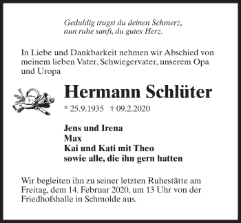 Traueranzeigen von Hermann Schlüter trauer anzeigen de