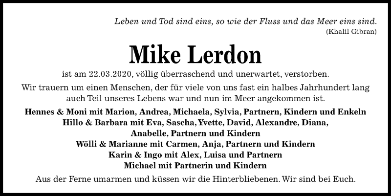 Traueranzeigen Von Mike Lerdon Trauer Anzeigen De