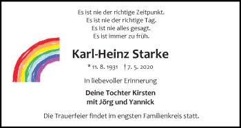 Traueranzeigen Von Karl Heinz Starke Trauer Anzeigen De