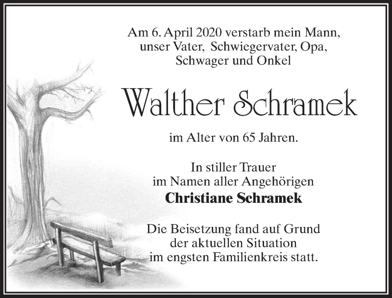 Traueranzeigen Von Walther Schramek Trauer Anzeigen De