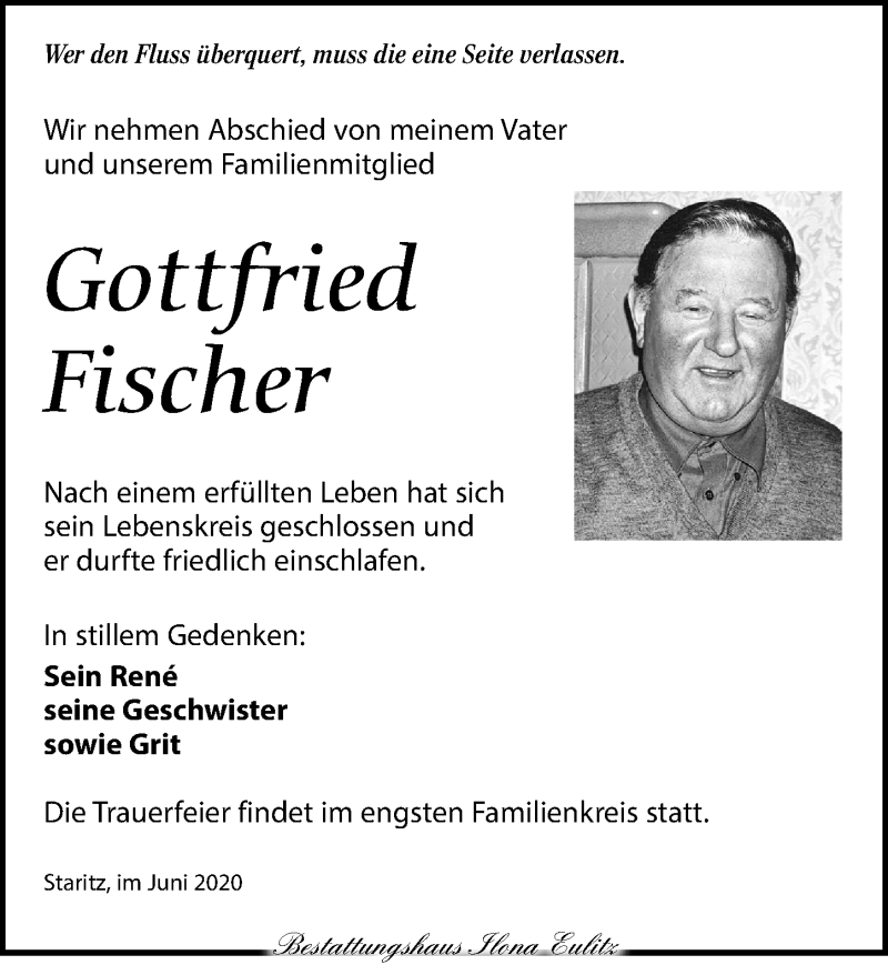 Traueranzeigen Von Gottfried Fischer Trauer Anzeigen De