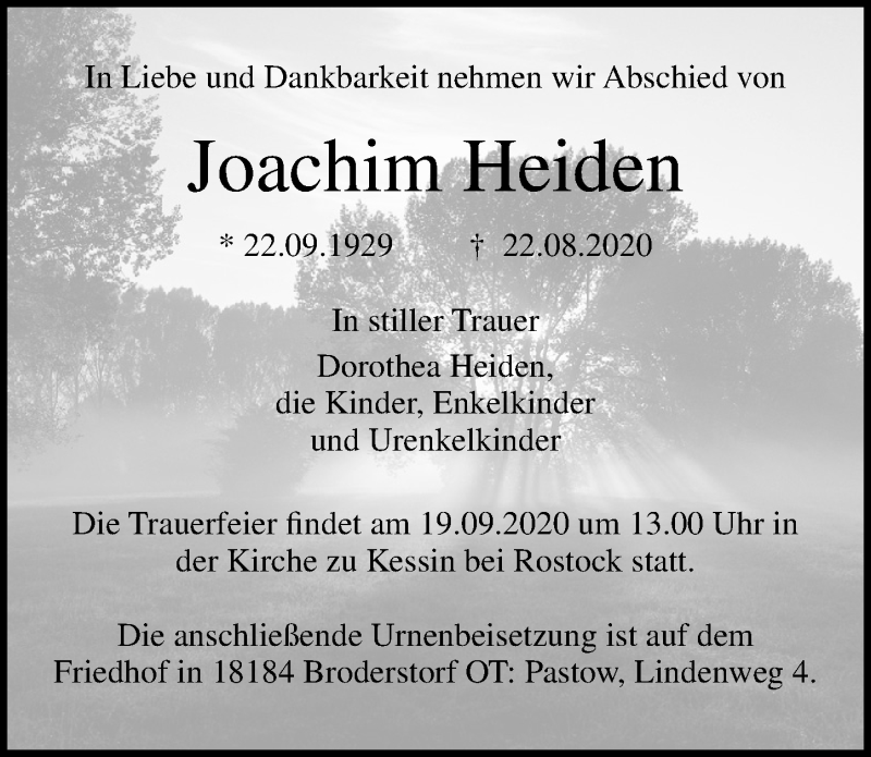 Traueranzeigen Von Joachim Heiden Trauer Anzeigen De