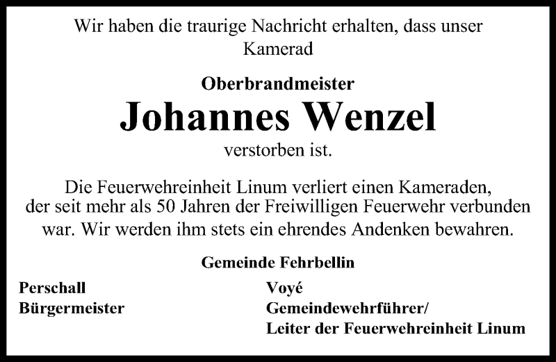 Traueranzeigen Von Johannes Wenzel Trauer Anzeigen De