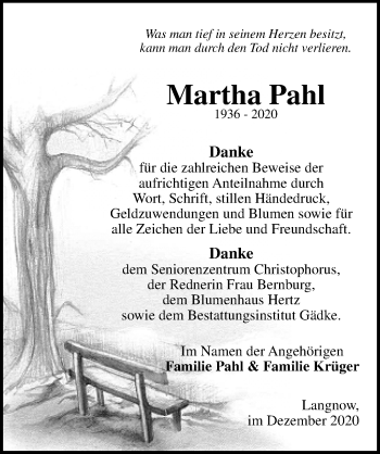 Traueranzeigen Von Martha Pahl Trauer Anzeigen De