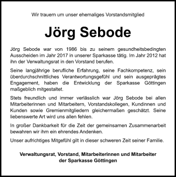 Traueranzeigen Von J Rg Sebode Trauer Anzeigen De