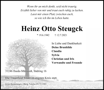 Traueranzeigen Von Heinz Otto Steugck Trauer Anzeigen De