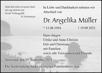 Traueranzeigen von Angelika Müller trauer anzeigen de