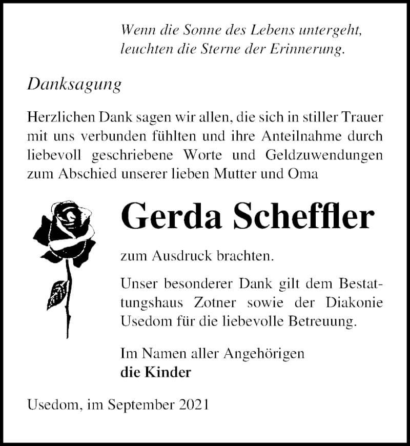 Traueranzeigen Von Gerda Scheffler Trauer Anzeigen De