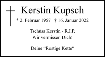 Traueranzeigen Von Kerstin Kupsch Trauer Anzeigen De