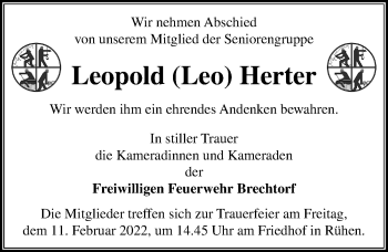 Traueranzeigen Von Leopold Herter Trauer Anzeigen De