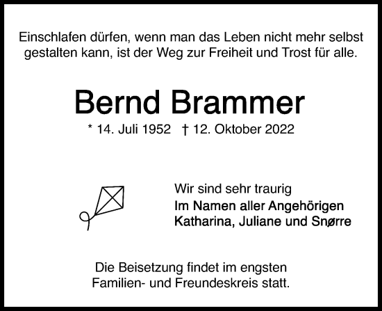 Traueranzeigen Von Bernd Brammer Trauer Anzeigen De