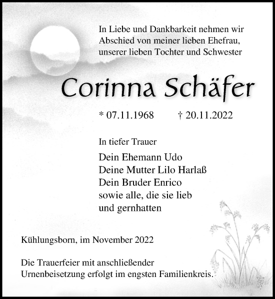 Traueranzeigen von Corinna Schäfer trauer anzeigen de