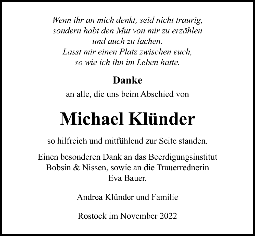 Traueranzeigen Von Michael Kl Nder Trauer Anzeigen De