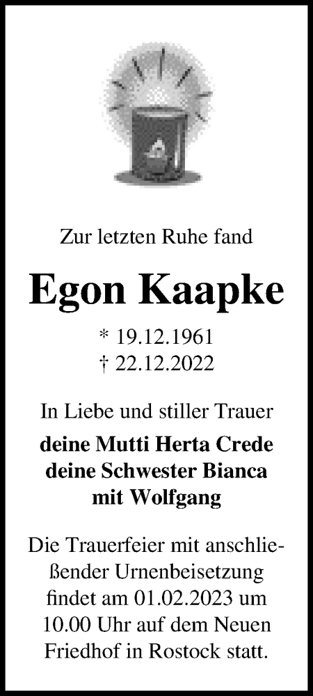 Traueranzeigen Von Egon Kaapke Trauer Anzeigen De