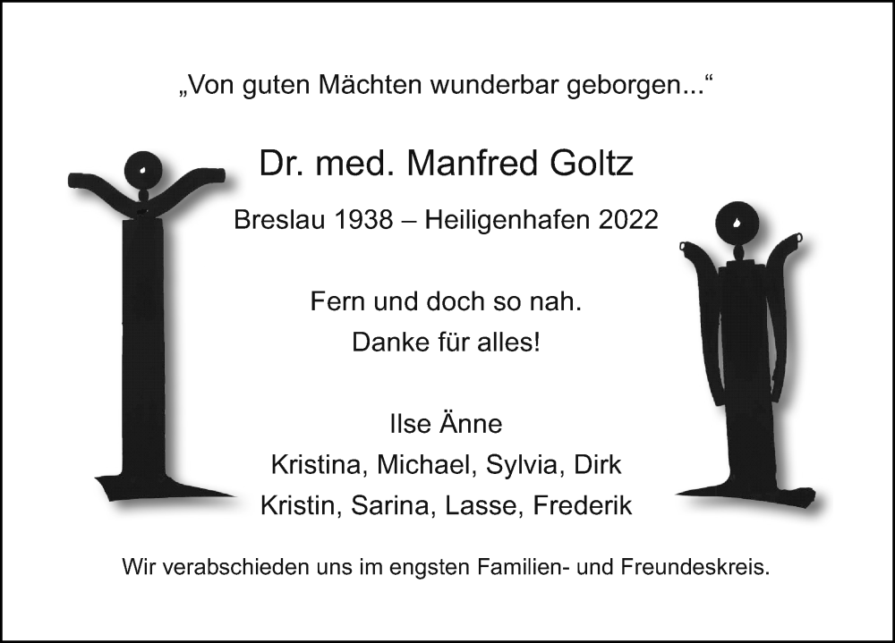 Traueranzeigen Von Manfred Goltz Trauer Anzeigen De