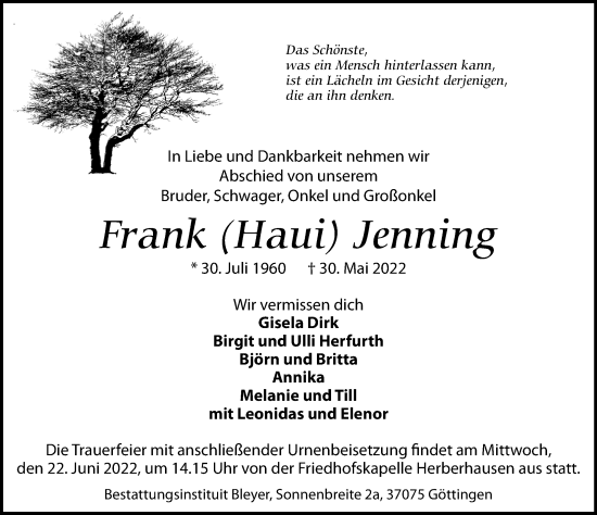 Gedenkkerzen Von Frank Jenning Trauer Anzeigen De