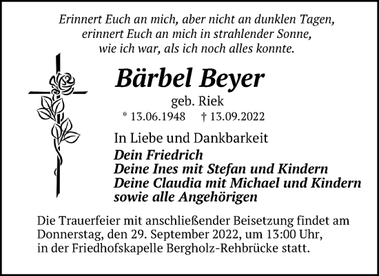 Traueranzeigen Von B Rbel Beyer Trauer Anzeigen De