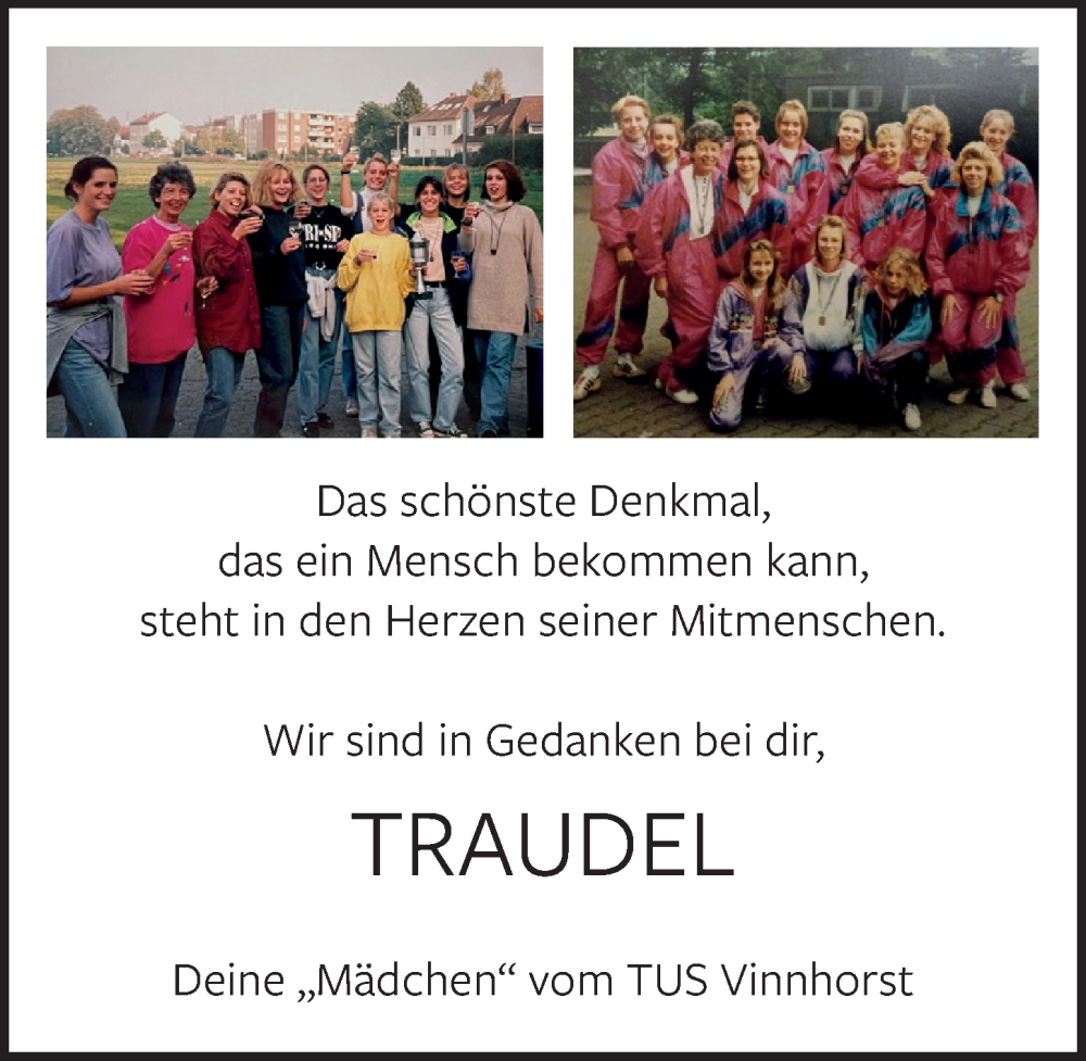 Traueranzeigen Von Traudel Trauer Anzeigen De