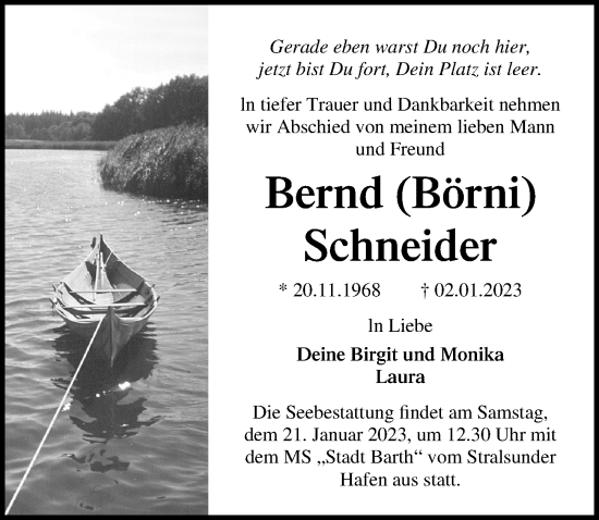 Traueranzeigen Von Bernd Schneider Trauer Anzeigen De