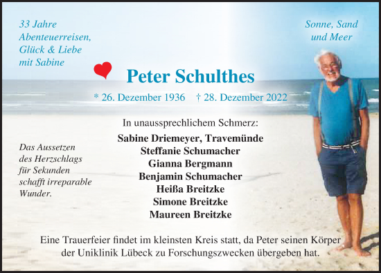 Traueranzeigen Von Peter Schulthes Trauer Anzeigen De